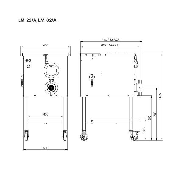 KONETEOLLISUUS Automatinė mėsmalė-maišyklė LM-82/A, nerūdijančio plieno, 660kg/val., 400V/3kW ELMA08201 | E-gastro