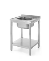 HENDI Stalas su plovimo vonia ir lentyna, susukamas varžtais, Profi Line, Centruotas, 600x600x(H)850mm 811856 | E-gastro