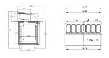 HOSHIZAKI Šaldomas stalas su ingredientų vitrina Premier K 2 PT DL DR L E, 230V/280kW, 301 l. K 2 PT DL DR L E | E-gastro