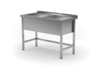 HENDI Stalas su dviguba plovimo vonia, suvirintas, Profi Line, 1200x600x(H)850mm