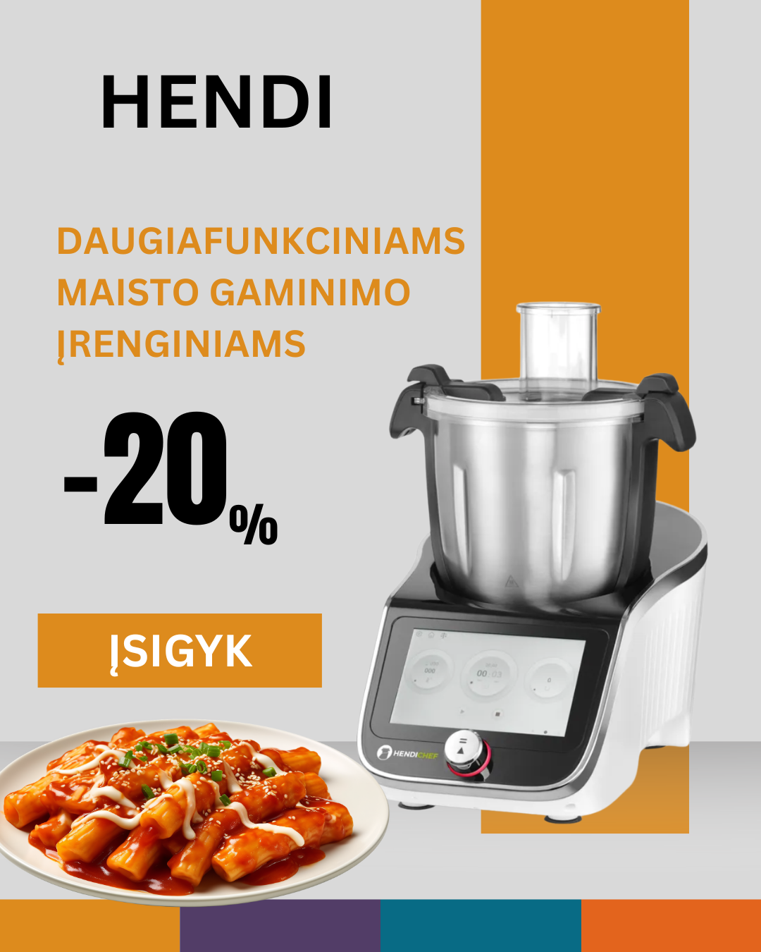 HENDICHEF daugiafunkcinis prietaisas. Greitis. Galia. Patogumas.