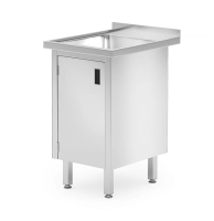 HENDI Kriauklės stalas suvirintas su spintele ir šarnyrinėmis durimis Profi Line 500x600x(H)850mm