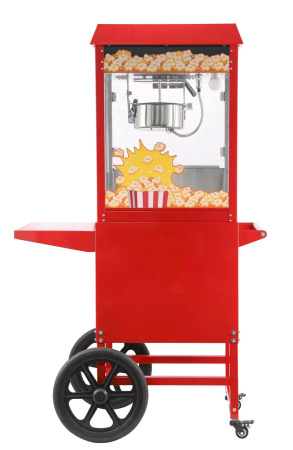 HENDI Spragintų kukurūzų „Popcorn“ aparatas su vežimėliu, Raudona, 940x510x(H)1553mm