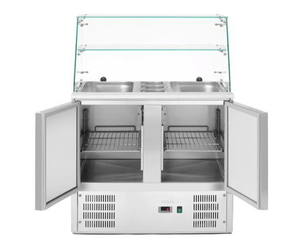 ARKTIC Šaldomas 2 durų salotų stalas su stikline vitrina, 900x695x(H)1270mm 236185 | E-gastro