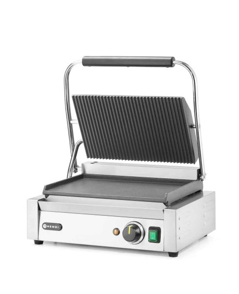 HENDI Kontaktinis grilis Panini, rifliuotas viršus ir lygi apačia, 430x375x(H)216mm 263662 | E-gastro