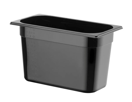HENDI GN 1/3 konteineris iš juodo polikarbonato, 7,8L, Juodas, 325x176x(H)200mm