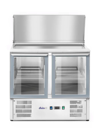 ARKTIC šaldomas 2 durų įstiklintas stalas su atlenkiamu dangčiu 247 L 900x700x(H)860mm 236246 | E-gastro